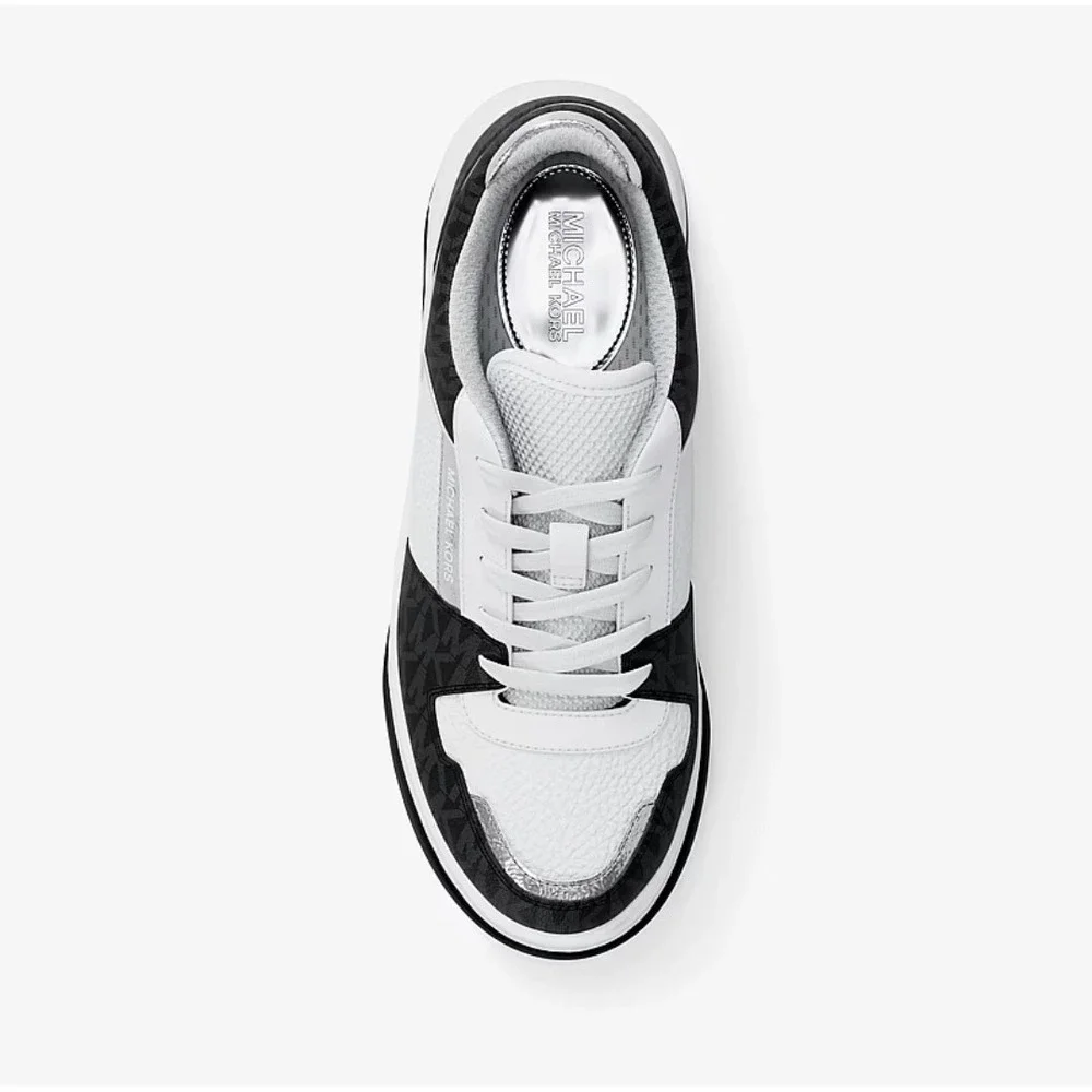 Michael Kors Lexi Women's 10 M Black Sneaker Mixed-Media‎ MK Monogram New In Box